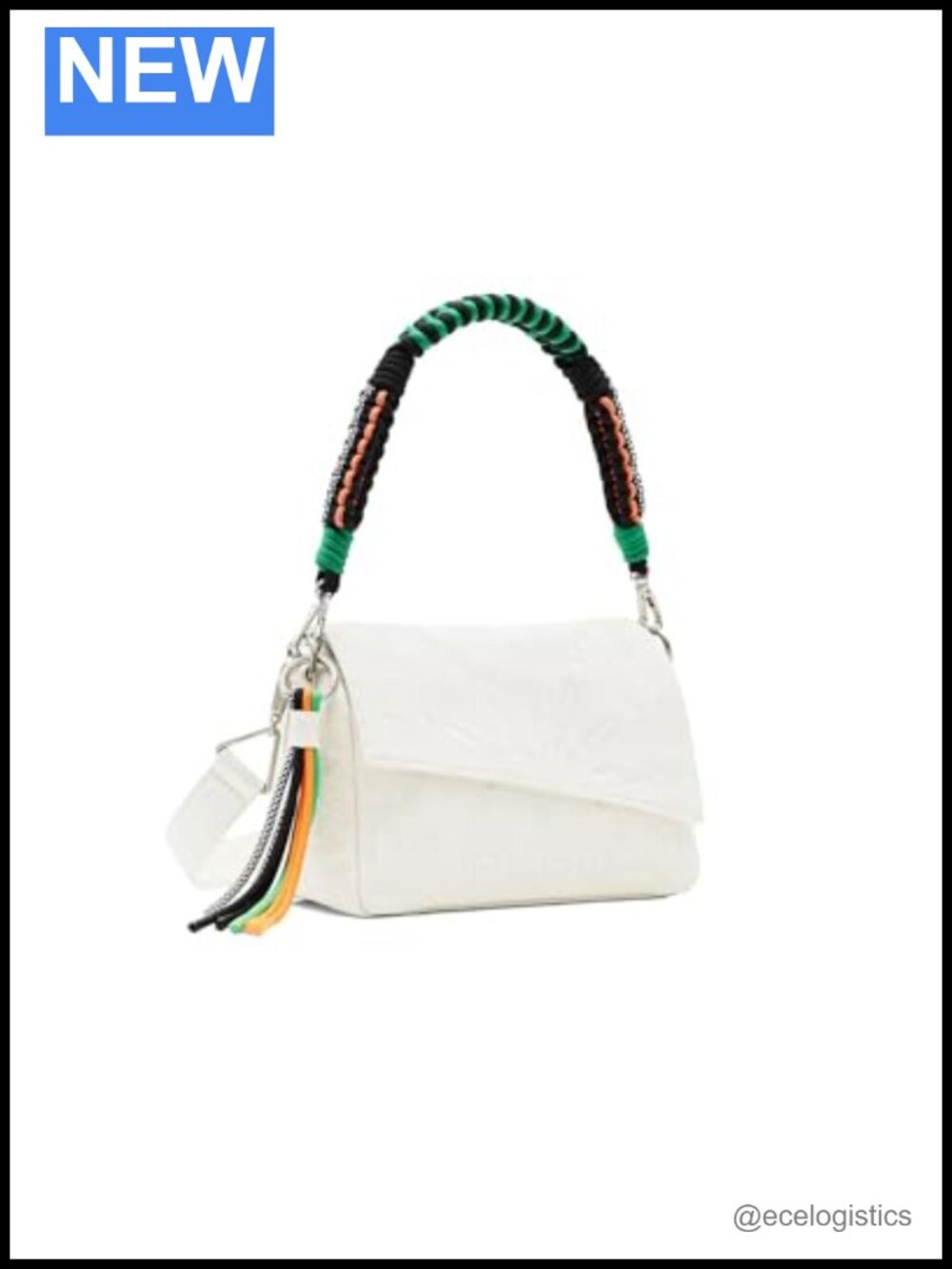 Swiss Embroidery Top-Handle Baguette Bag with Leather Details